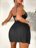 Sexy Cami See-Through Rhinestone Mesh Lace Nightgown