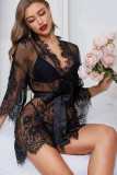 Black Lace Night Robe Sexy Lingerie for Women