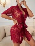 Burgundy Lace Nightgown Sexy Lingerie Set