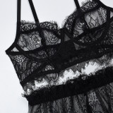 Black Sexy Lace See-Through Lingerie Sexy Three-Piece Underwear
