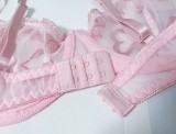 Embroidered Heart Lace See-Through Sexy 3PCS Lingerie Set