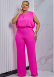 Hot Pink Chic Low Back Sleeveless Wide Leg Jumpsuit