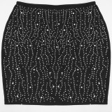 Fashion Cami Top Bodycon Skirt Rhinestone 2PCS Set