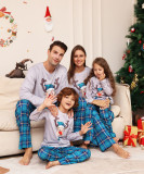 Christmas Plaid Cartoon Elk Parent-Child Pajamas Printed Home Loungewear