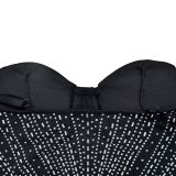 Sexy Black Mesh Rhinestone Bodycon Cami Club Dress