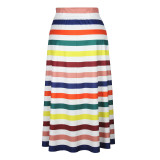 Plus Size Striped Long Swing Skirt