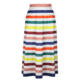 Plus Size Striped Long Swing Skirt
