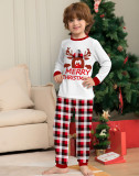 Elk Letter Print Christmas Parent-Child Pajamas Plaid Long Sleeve Home Loungewear