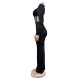 See-Through Mesh Patchwork Long Sleeve Maxi Evening Dress