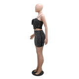 Fashion Cami Top Bodycon Skirt Rhinestone 2PCS Set