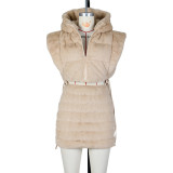 Zipper Vest and Skirt Fashion Faux Fur 2PCS Set