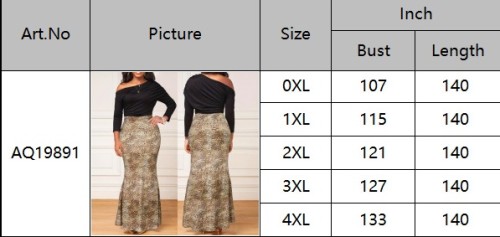 Plus Size Slash Shoulder Print Patchwork Sexy Maxi Dress