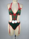 Christmas Sexy Velvet Teddy Lingerie Lace Up Hollow Passion Bodysuit