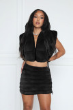 Zipper Vest and Skirt Fashion Faux Fur 2PCS Set