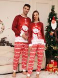 Christmas Family Outfits Cartoon Snowman Elk Print Pajama Home Loungewear Two-piece Set