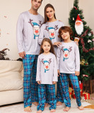 Christmas Plaid Cartoon Elk Parent-Child Pajamas Printed Home Loungewear