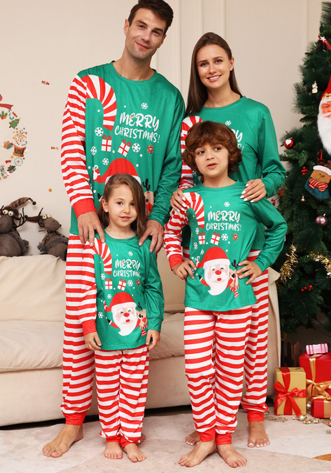 Christmas Family Clothing Santa Elk Stripe Printed Two Piece Pajama Home Clothes