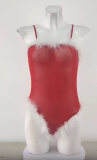 Christmas Red Teddy Lingerie Bodysuit