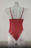 Christmas Red Teddy Lingerie Bodysuit
