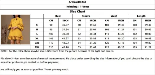 Women Tie Neck Ruffle Solid Loose Casual Dress
