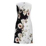 Floral Print Round Neck Sleeveless Dress and Jacket Plus 2-piece Set