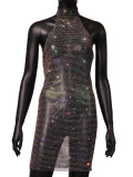 Sexy Halter Sparkling Low Back Party Bodycon Dress