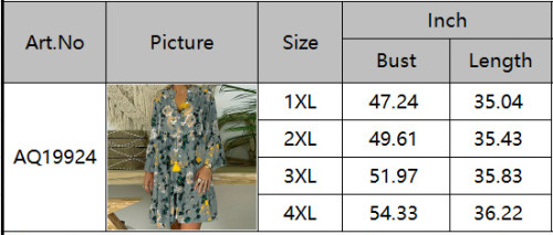 Plus Size Flare Long Sleeve Print Casual Dress