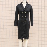 OL Long Sleeve Double Breasted Chic Blazer Dress