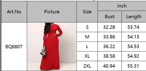 Red Round Neck Long Sleeve Maxi Dress