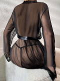 Lace Black Long Sleeve Sexy Sleepping Dress Women Lingerie