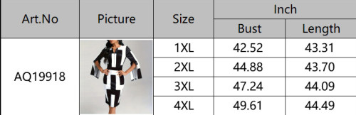 Sexy Black and White Print Slit Long Sleeve Plus Bodycon Dress