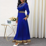 African Style Chic Long Sleeve Slim Maxi Dress