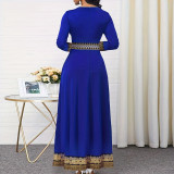 African Style Chic Long Sleeve Slim Maxi Dress