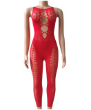 Sexy See-Through Hollow Out Tight Mesh Jumpsuit