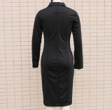 OL Long Sleeve Double Breasted Chic Blazer Dress