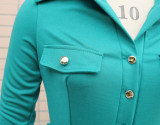 Turndown Collar Button Long Sleeve Flare Jumpsuit
