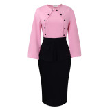 Female OL long sleeve Blouse Top and Bodycon Skirt 2-piece Set