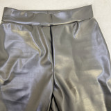 Winter PU Leather Bell Bottom Pants