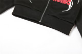 Fashion Casual Print Zipper Crop Top High Waisted Shorts 2PCS Set