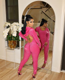 Hooded Cutout Back Shiny Long Sleeve Sexy Jumpsuit