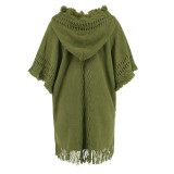 Casual Loose V-Neck Hooded Cloak Sweater