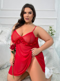Red See-Through Night dress Plus Sexy Lingerie Set