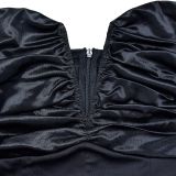 Solid V-Neck Short Sleeve Backless Mini Dress