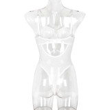 Solid Mesh Patchwork One-piece Sexy Teddies Lingerie
