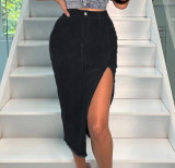 Trendy Bodycon Slit Denim Skirt