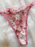 Sexy Lingerie Butterfly Embroidered Mesh Bra Pantie Set