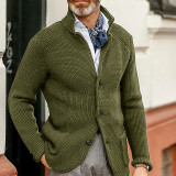 Men's Cardigan Jacket Knitting Stand Collar Sweater