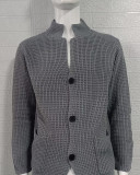 Men's Cardigan Jacket Knitting Stand Collar Sweater