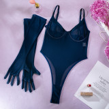 Sexy Lingerie See-Through Bodysuit with Gloves