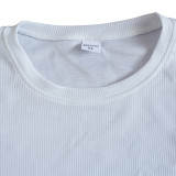 Men's Casual Solid Waffle Round Neck Top